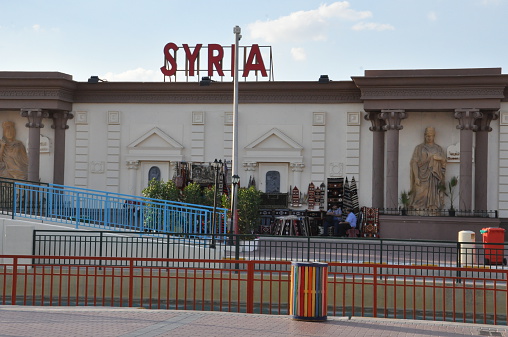Dubai, UAE - February 12, 2014: Syria pavilion at Global Village in Dubai, UAE. The Global Village is claimed to be the world's largest tourism, leisure and entertainment project.