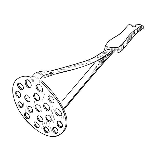 Vector sketch hand drawn of kitchen utensils Vector sketch hand drawn illustration of kitchen utensils clip art of a potato masher stock illustrations