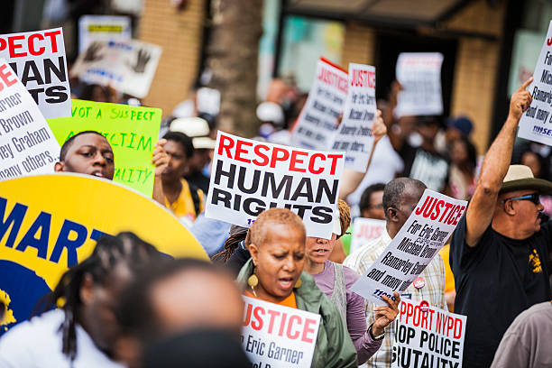 New York, New York, United States - August 23, 2014: Thousands of people protest against NYPD in Staten Island Over Eric Garner’s Death.