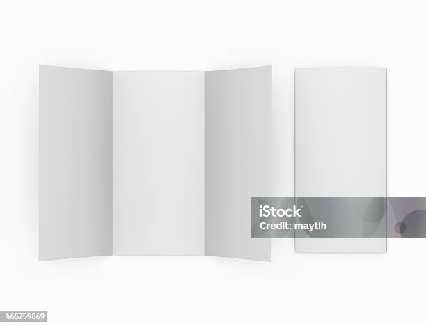Blank Two Fold Leaflet Isolated On A White Background Stock Photo - Download Image Now