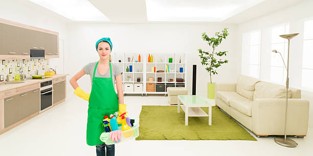 istock happy maid after home cleaning 465762778