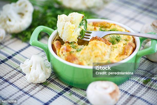 Cauliflower Baked With Egg And Cheese Stock Photo - Download Image Now - Cauliflower, Gratin, Casserole