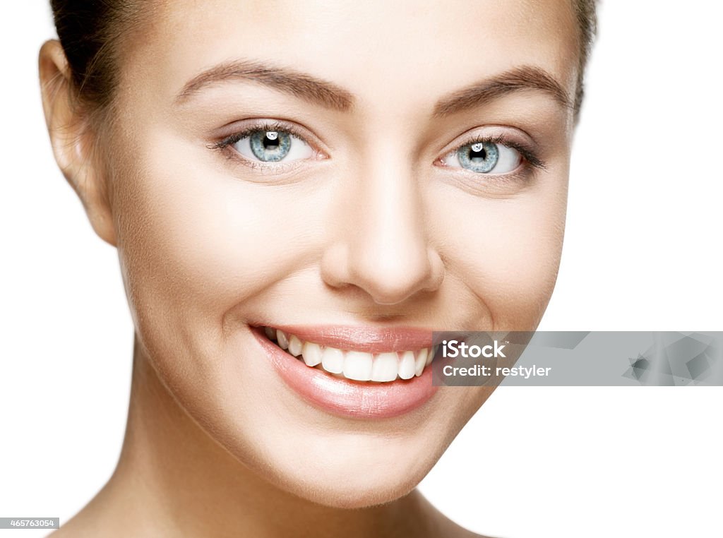 Woman smile. Teeth whitening. Dental care. Beautiful woman smile. Teeth whitening. Dental care. White Color Stock Photo