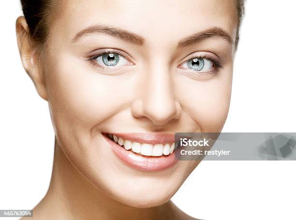 Woman Smile Teeth Whitening Dental Care Stock Photo - Download Image Now - White Color, White People, 2015