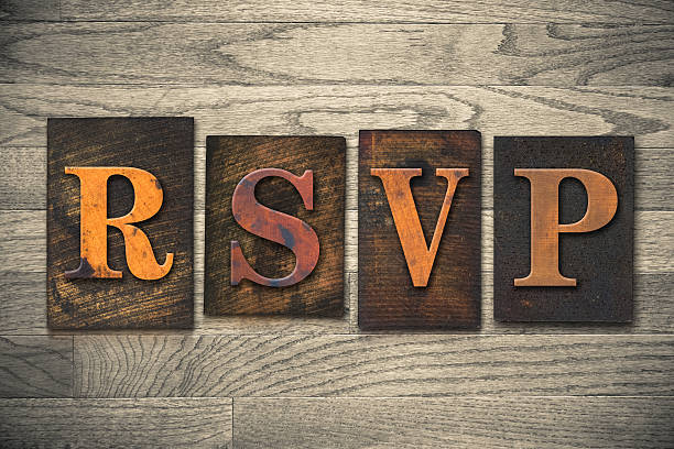 RSVP Wooden Letterpress Concept The word "RSVP" written in vintage wooden letterpress type. rsvp stock pictures, royalty-free photos & images
