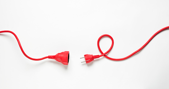 Red Power Cable isolated on white background