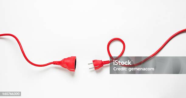 Red Power Cable Stock Photo - Download Image Now - Electric Plug, Cable, Power Cable