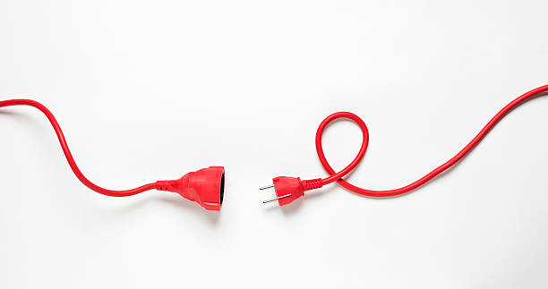 красный кабель питания - wire стоковые фото и изображения