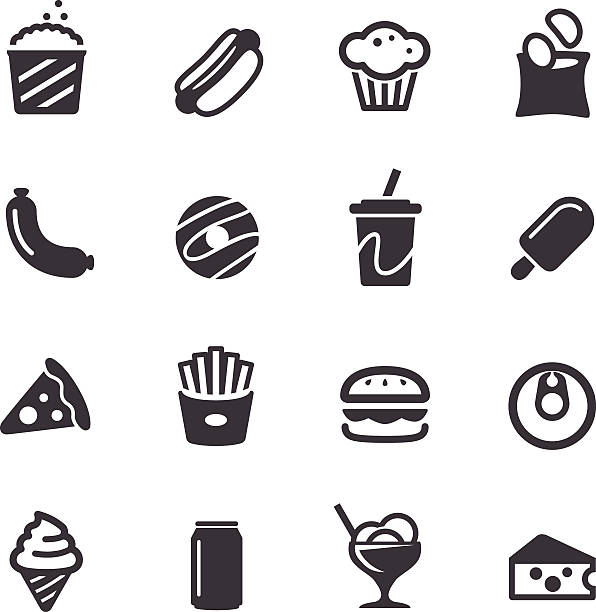 śmieci jedzenie serii ikon-acme - burger hamburger cheeseburger fast food stock illustrations