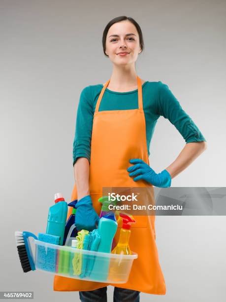 Happy Cleaner Stock Photo - Download Image Now - 2015, Adult, Adults Only