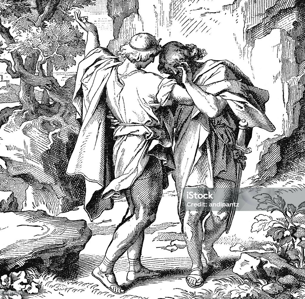 A separação de Daivd e Jonathan - Royalty-free David - Figura bíblica Foto de stock
