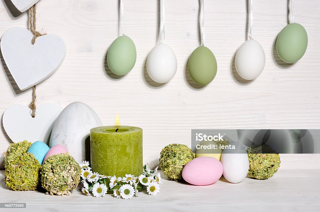 Easter still  life Easter decoration on wooden background 2015 Stock Photo