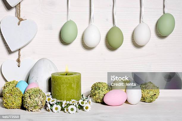 Easter Still Life Stock Photo - Download Image Now - 2015, Candle, Daisy