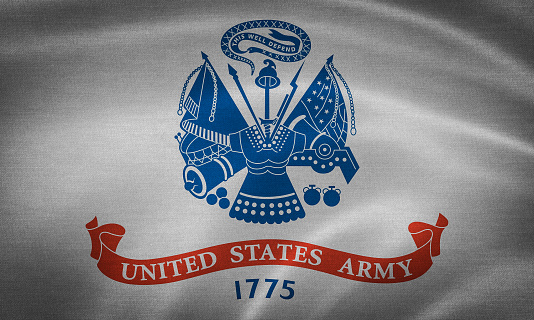 Flag of usa army waving with highly detailed textile texture pattern