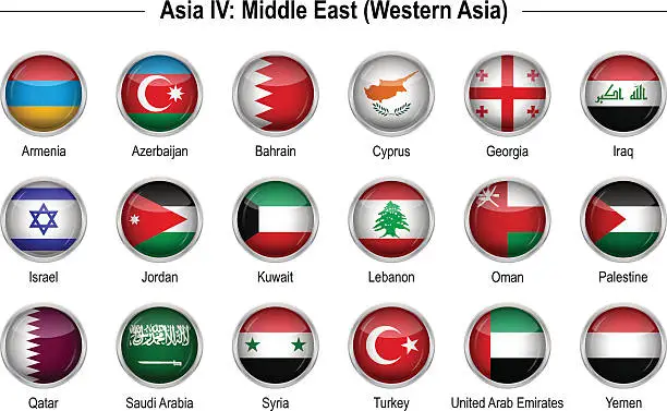 Vector illustration of Flags - Asia 4: Middle East
