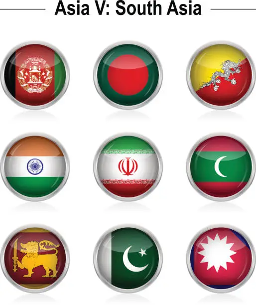 Vector illustration of Flags - Asia 5: South Asia