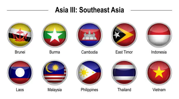 Vector illustration of Flags - Asia 3: Southeast Asia