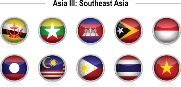 Vector illustration of Flags - Asia 3: Southeast Asia