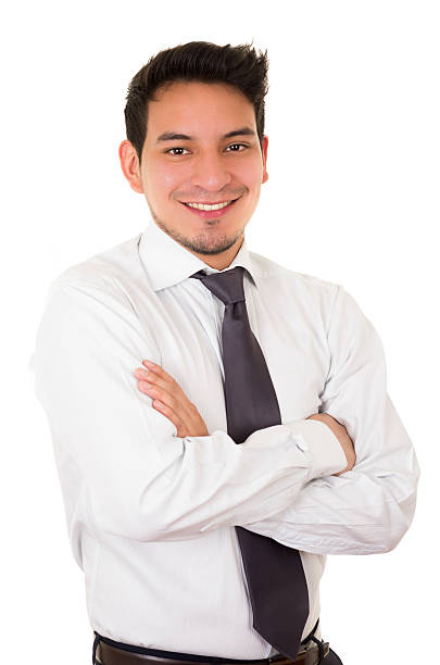 simpática e sorridente empresário hispânico - male imagens e fotografias de stock
