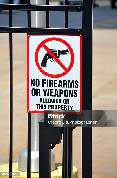 No Firearms Allowed Stock Photo - Download Image Now - Gun Free Zone Sign, Sign, 2015