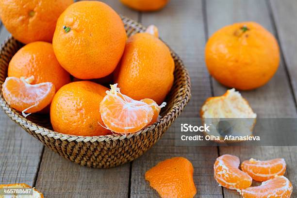 Lot Of Tangerines On The Table Stock Photo - Download Image Now - Backgrounds, Basket, Bowl