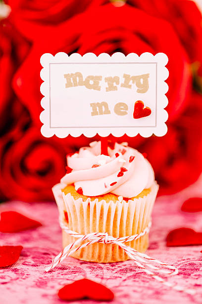 Wedding Cupcake with Marry Me Sign
