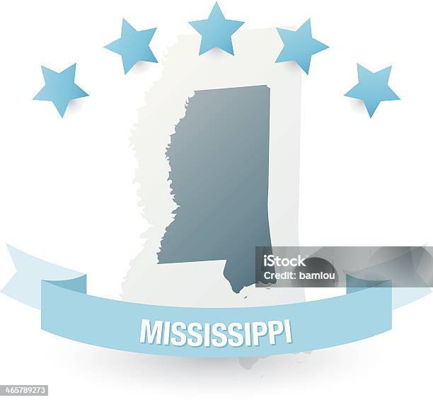 Mappa Dettagliata Del Mississippi State - Immagini vettoriali stock e altre immagini di A forma di stella - A forma di stella, America del Nord, Blu