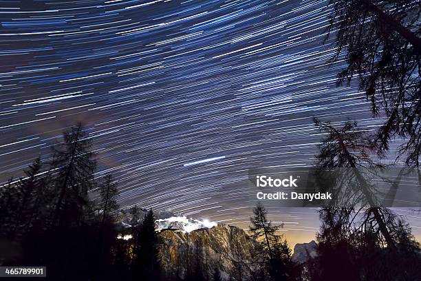 Startrail Mount Faloria Stock Photo - Download Image Now - Cold Temperature, Dolomites, Horizontal