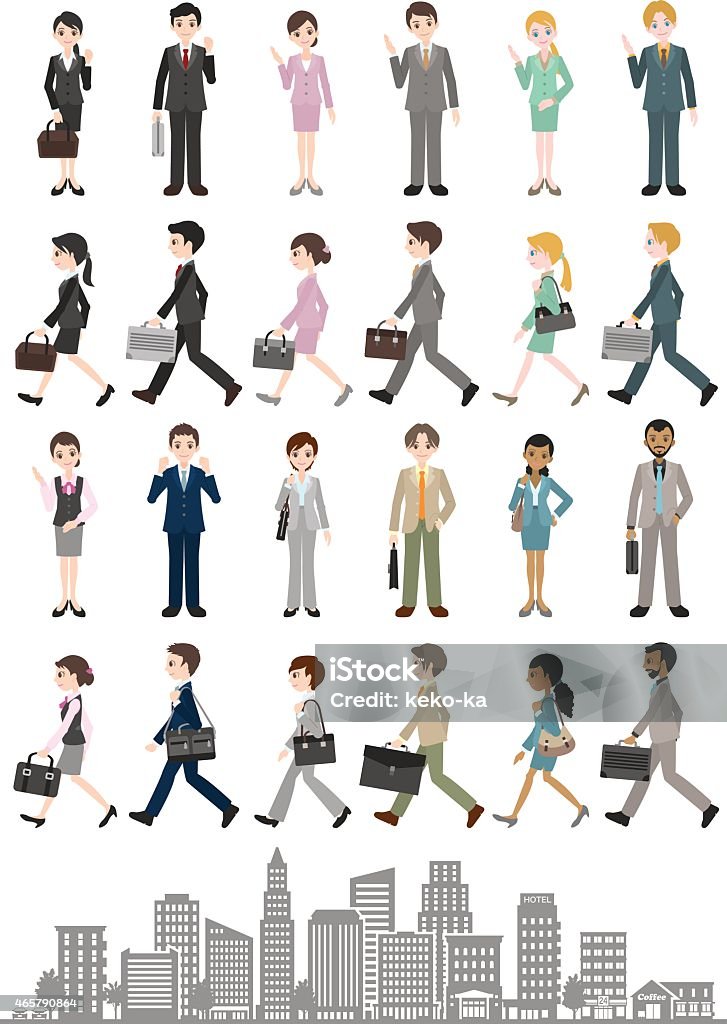 Illustrationen von verschiedenen Menschen/Business - Lizenzfrei Gehen Vektorgrafik