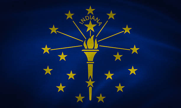 flag of indiana waving with highly detailed textile texture pattern