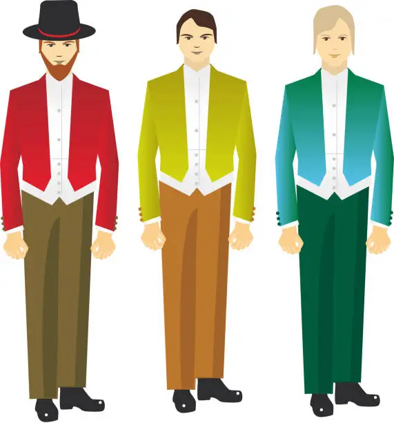 Vector illustration of man in vintage costume on a white background. Vector