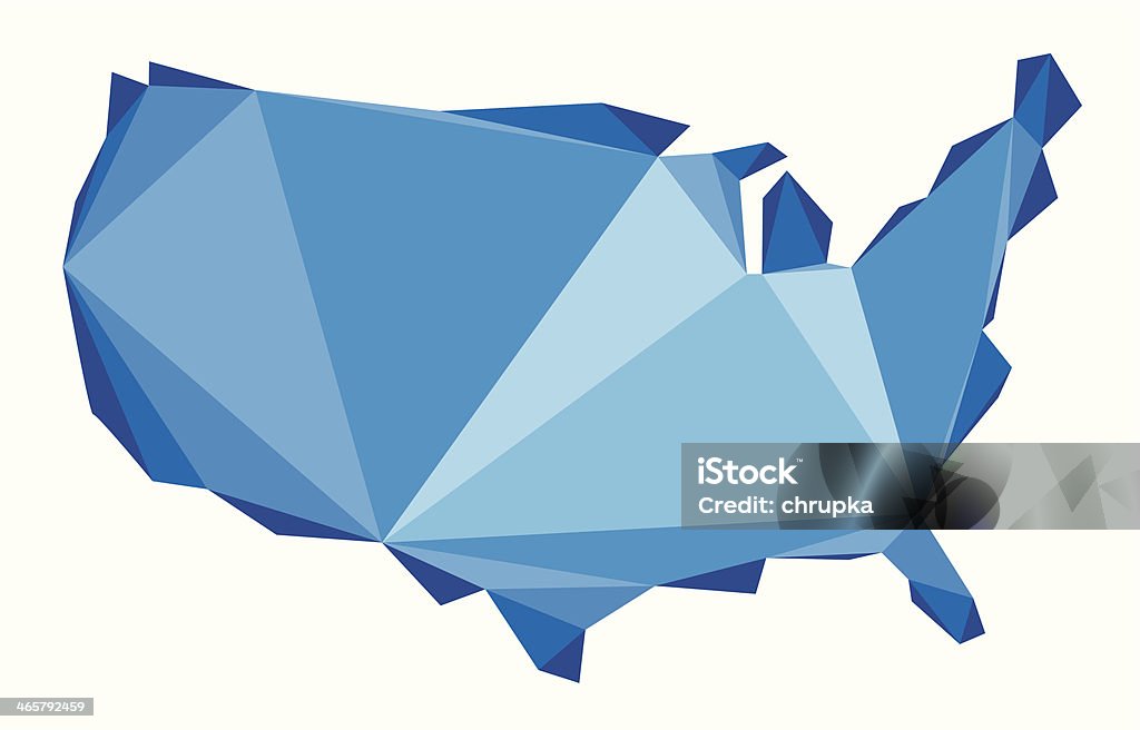 Голубая карта США в стиле оригами - Векторная графика США роялти-фри