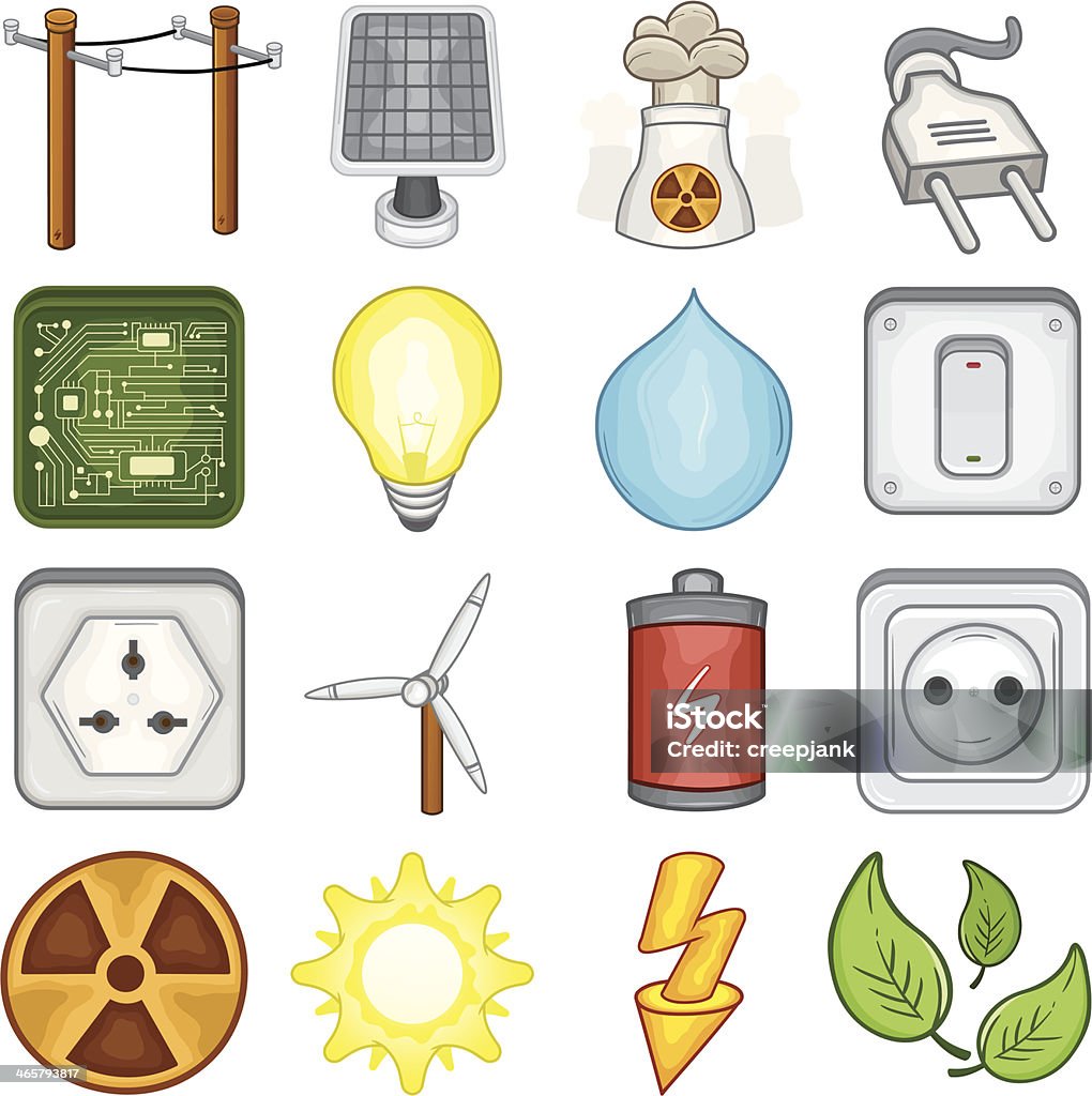 Força, energia e da electricidade ícones-Ilustração - Vetor de Arame royalty-free