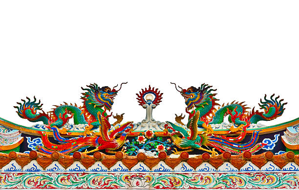 istock double dragon on the roof  and white background 465794073