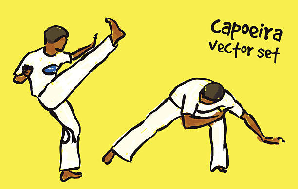 ilustrações de stock, clip art, desenhos animados e ícones de conjunto de capoeira - capoeira brazilian culture dancing vector