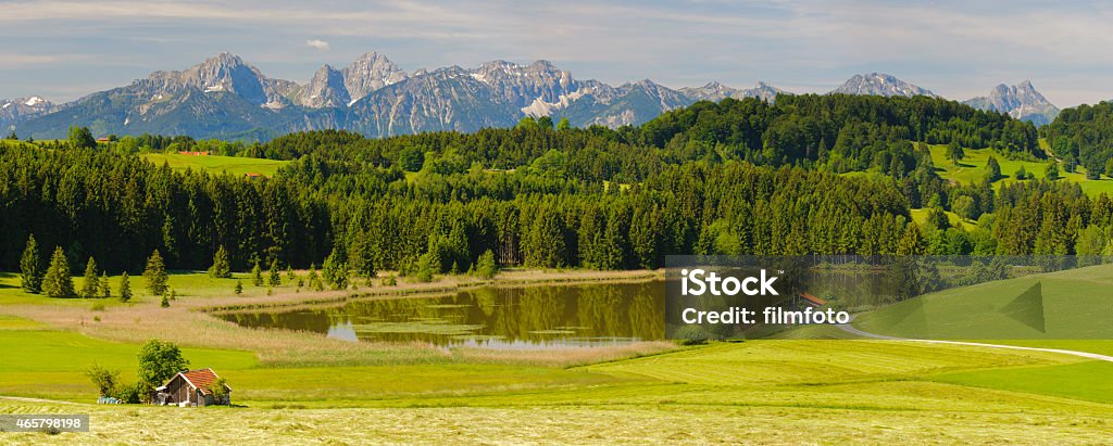 panorama landscape in Bavaria panorama landscape in Bavaria with alps mountains  2015 Stock Photo