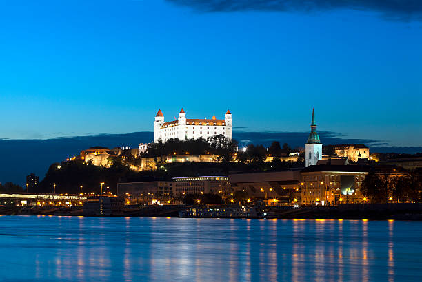 Europe, Slovakia, Bratislava Castle on the Danube River stock photo