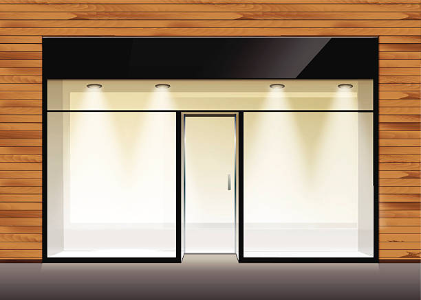 벡터 쇼핑하다 부틱 슈토레 앞마당 - store facade window display office building stock illustrations