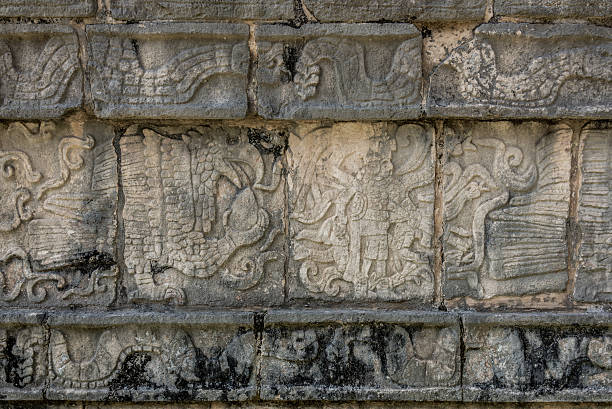 istock Mayan Sculpture at Chichen Itza, Traveling through Mexico. 465803452