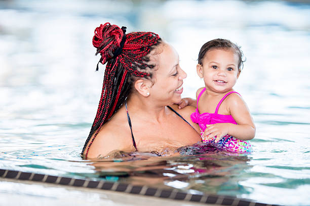 istock Mother and baby at the pool 465805768