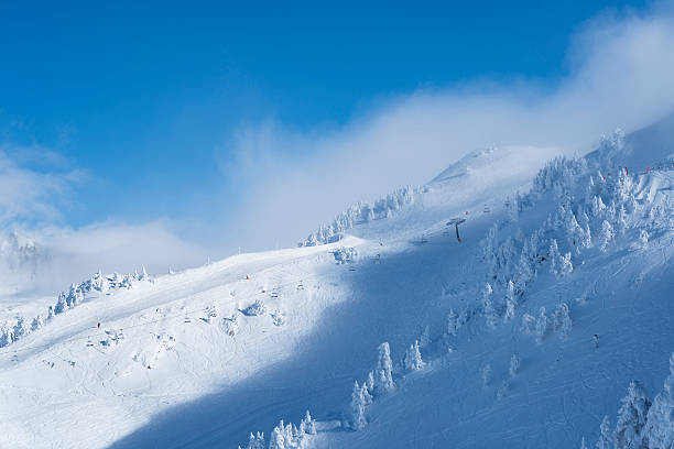 istock Snow covered slopes in a ski resort 465807257