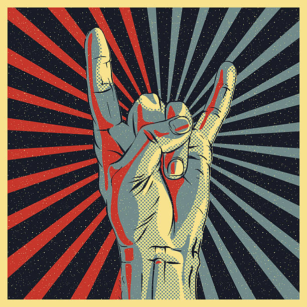 Hand in rock n roll sign Hand in rock n roll sign, vector Eps10 illustration. popart hand stock illustrations