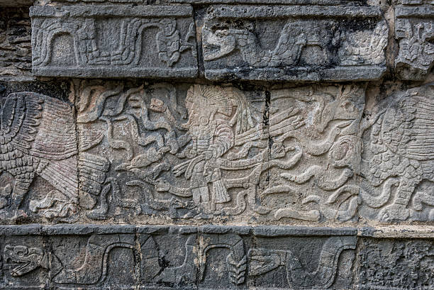 istock Mayan Sculpture at Chichen Itza, Traveling through Mexico. 465812970