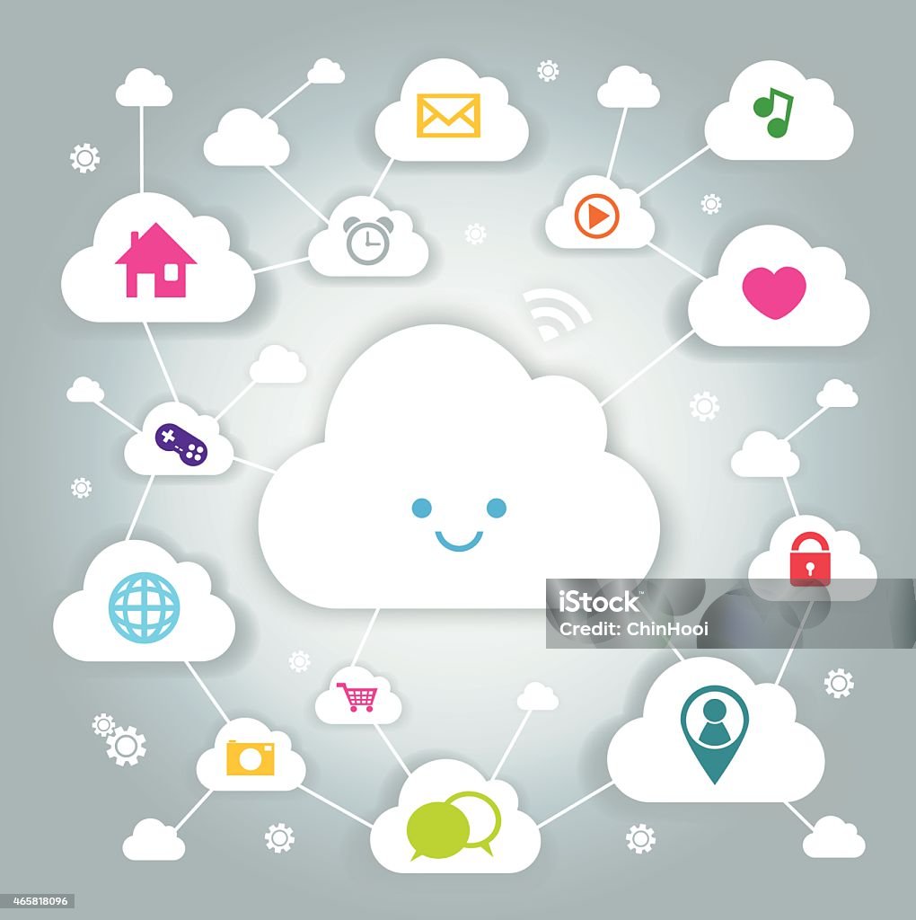 Cloud Computing Cartoon Cloud computing illustration. EPS 10. 2015 stock vector