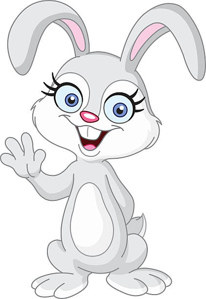 winken bunny weibliche - easter rabbit baby rabbit mascot stock-grafiken, -clipart, -cartoons und -symbole