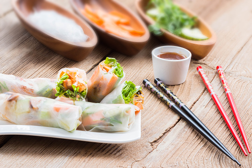 Vietnamese Spring Rolls with Salmon and Avocado