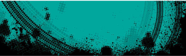 青色のトラックタイヤのバナー - sport backgrounds computer graphic dirty点のイラスト素材／クリップアート素材／マンガ素材／アイコン素材