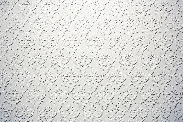 istock Flocked Vintage White Wallpaper 465825651