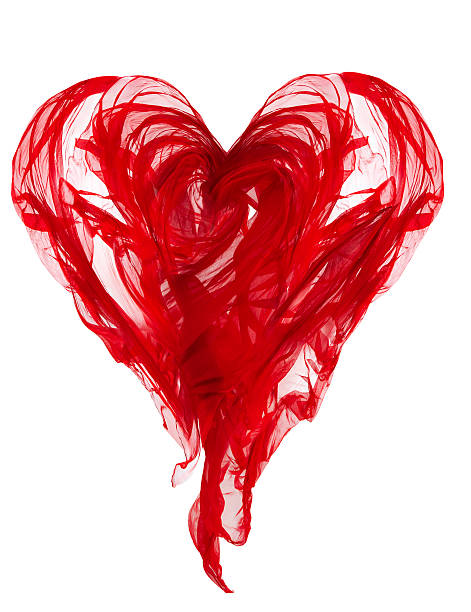 istock Heart Shape Cloth, Red Fabric Waving Folds, Flying Abstract Textile 465826312