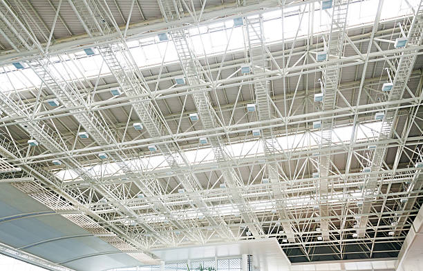 istock Abstract architecture ceiling of modern building interior in air 465826966